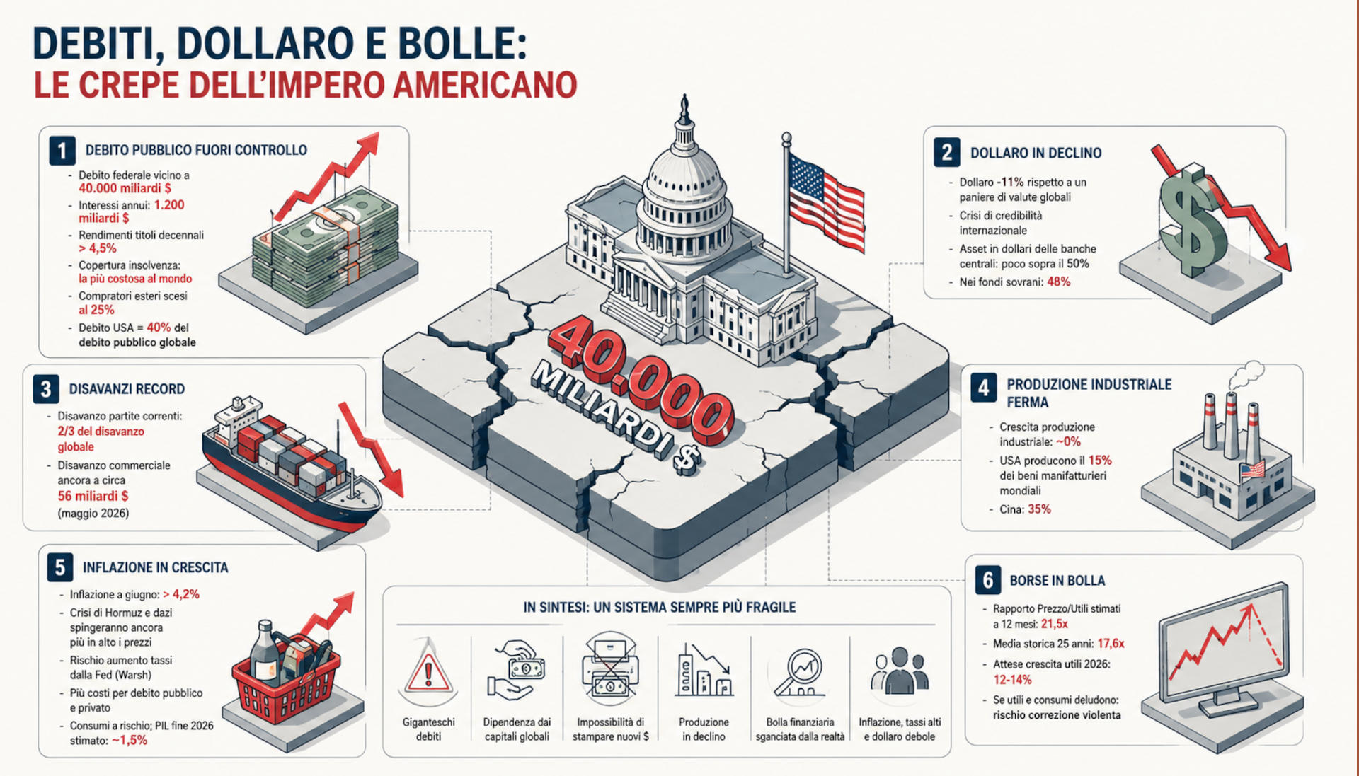 Debiti, Dollaro e bolle: le crepe dell'impero americano